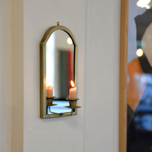 Load image into Gallery viewer, Brass Wall Candle Holder With Mirror