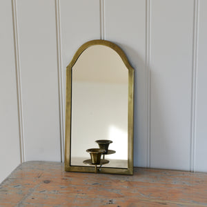 Brass Wall Candle Holder With Mirror