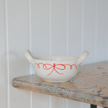 Load image into Gallery viewer, Ceramic Red Bow Serving Bowl with Handles