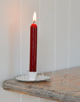 Scalloped White Candle Holder / Green