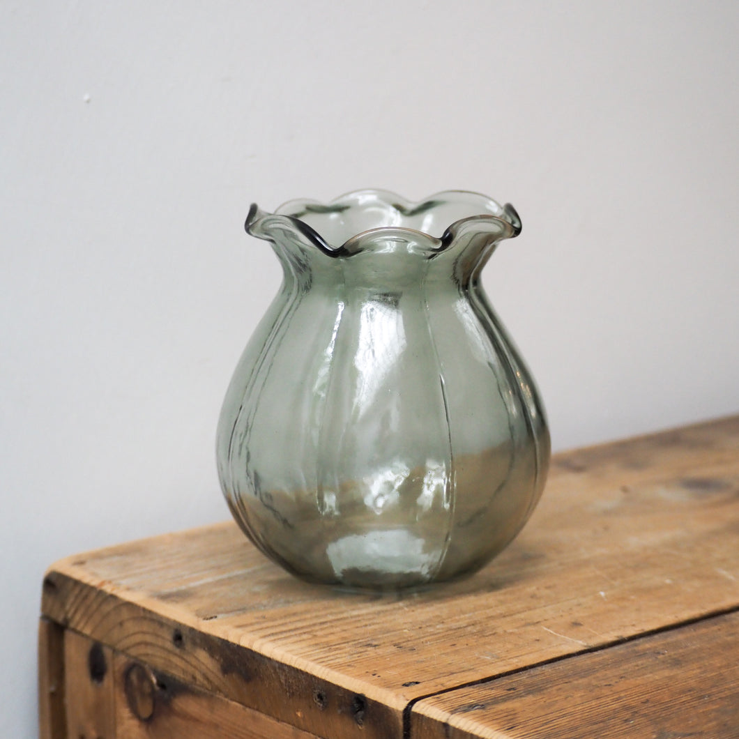Small Wavy Green Vase