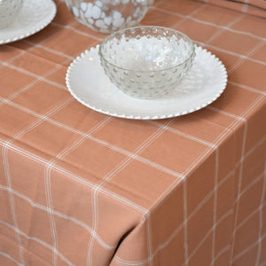Table Cloth Alma / Terracotta and White