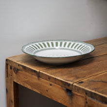 Load image into Gallery viewer, French Porcelain Scalloped Dessert Bowl / Green