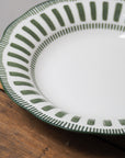 French Porcelain Scalloped Dessert Bowl / Green