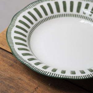 French Porcelain Scalloped Dessert Bowl / Green