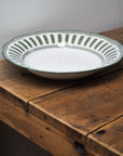 French Porcelain Scalloped Dessert Bowl / Green