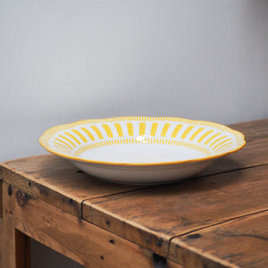 French Porcelain Scalloped Dessert Bowl / Yellow