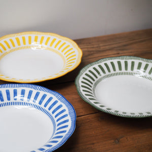 French Porcelain Scalloped Dessert Bowl / Blue