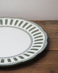 French Porcelain Scalloped Dinner Plate / Green