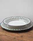 French Porcelain Scalloped Dinner Plate / Green