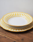 French Porcelain Scalloped Dinner Plate / Yellow