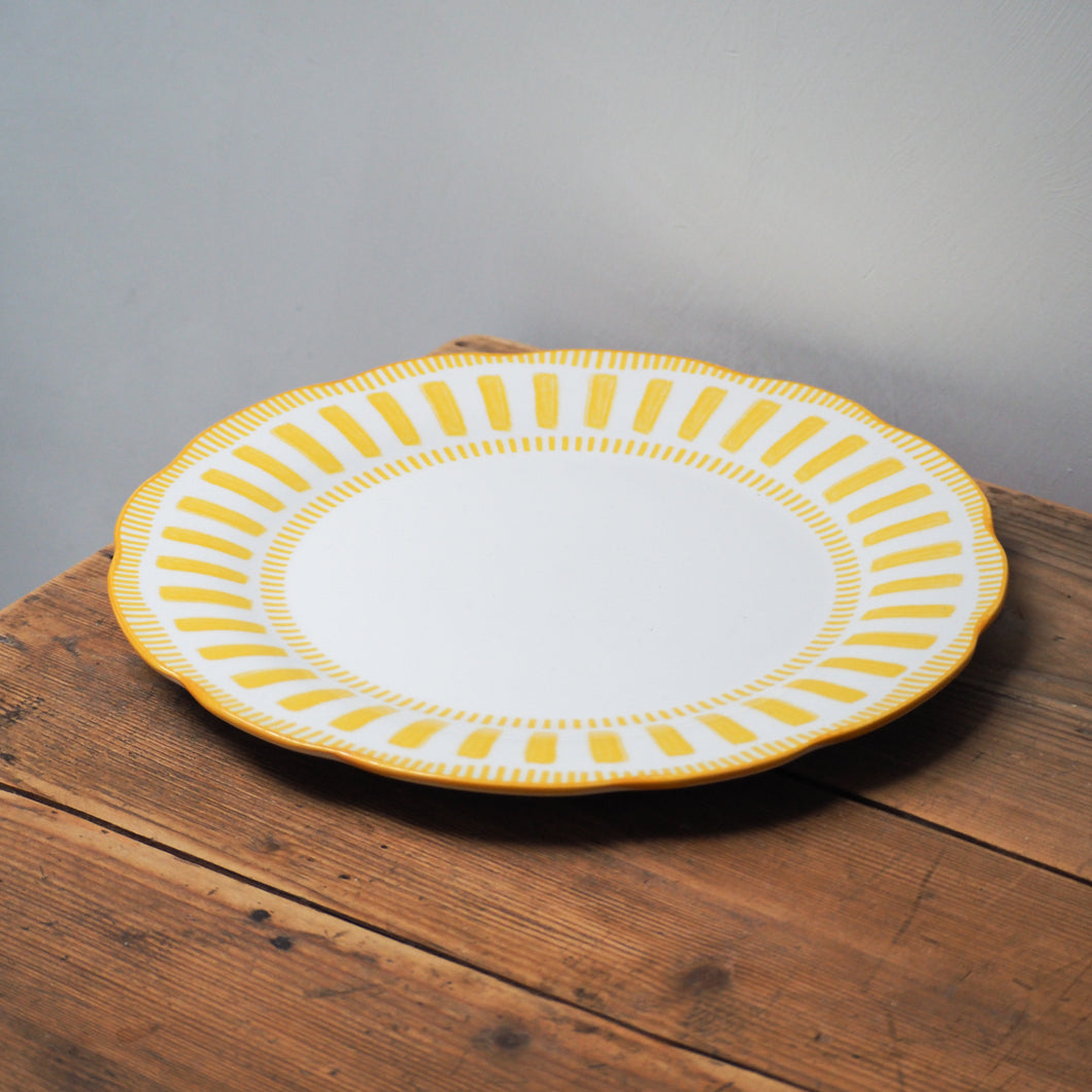 French Porcelain Scalloped Dinner Plate / Yellow