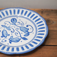 Load image into Gallery viewer, French Porcelain Scalloped Floral Lunch Plate / Blue