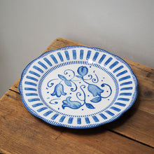 Load image into Gallery viewer, French Porcelain Scalloped Floral Lunch Plate / Blue