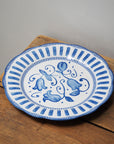 French Porcelain Scalloped Floral Lunch Plate / Blue