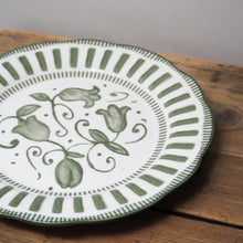 Load image into Gallery viewer, French Porcelain Scalloped Floral Lunch Plate / Green