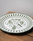 French Porcelain Scalloped Floral Lunch Plate / Green