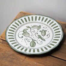 Load image into Gallery viewer, French Porcelain Scalloped Floral Lunch Plate / Green