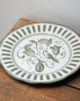 French Porcelain Scalloped Floral Lunch Plate / Green