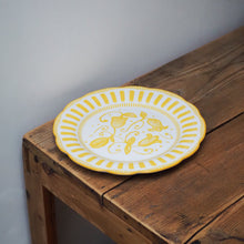 Load image into Gallery viewer, French Porcelain Scalloped Floral Lunch Plate / Yellow