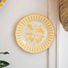Load image into Gallery viewer, French Porcelain Scalloped Floral Lunch Plate / Yellow