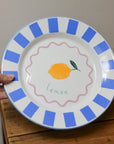 Blue Stripe Lemon Enamel Plate