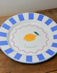 Blue Stripe Lemon Enamel Plate