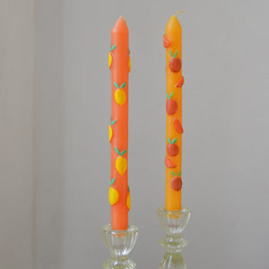Citrus Printed Dinner Candles / Set of 2