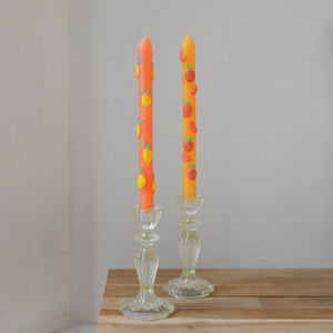 Citrus Printed Dinner Candles / Set of 2