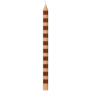 Brown Striped Thin Taper Candle