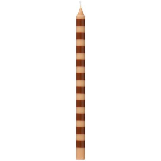 Brown Striped Thin Taper Candle