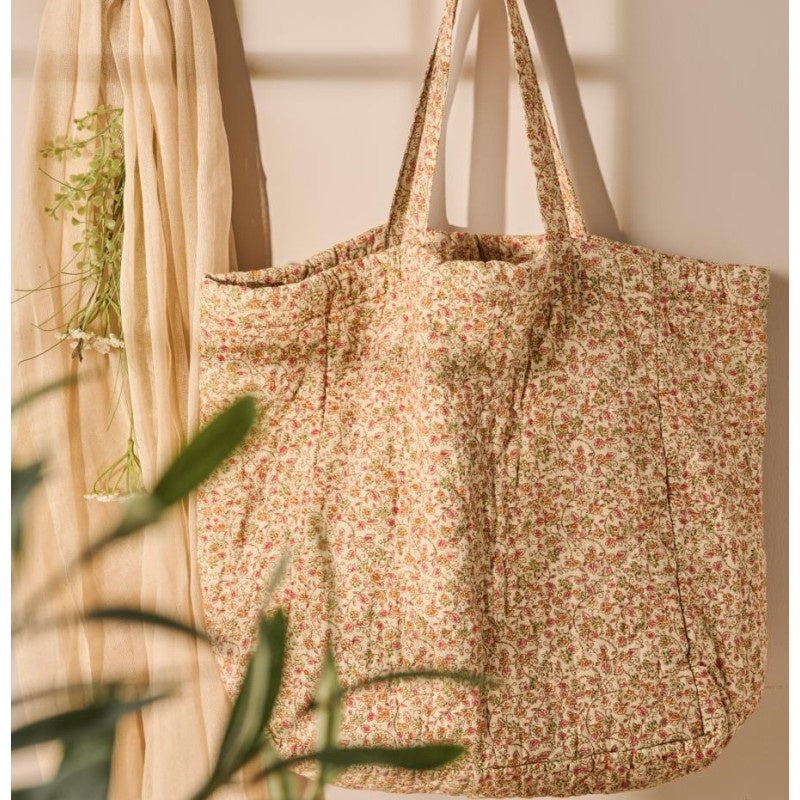 Quilted Over-Sized Bag / Orange and Green Floral
