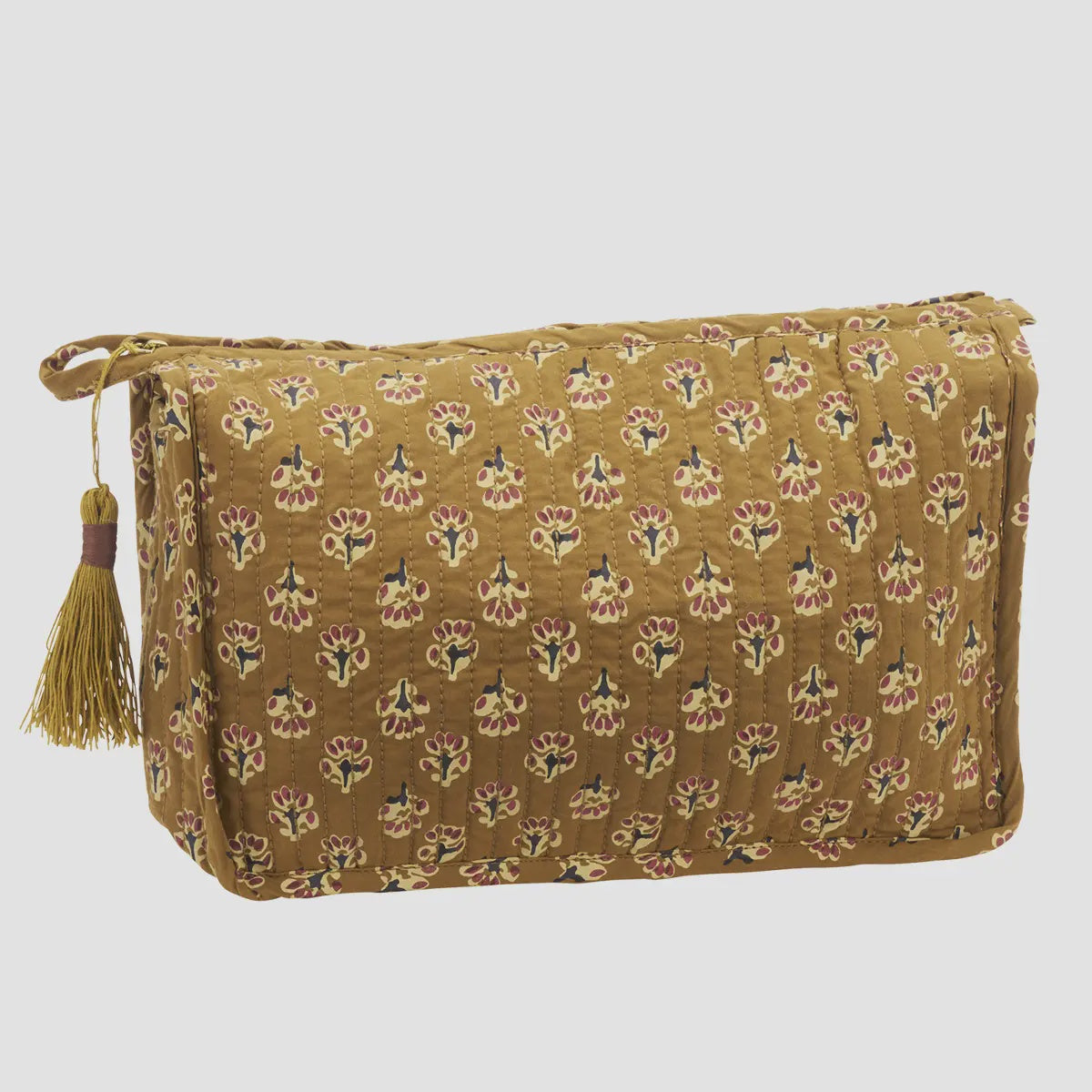 Caramel Floral Quilted Wash Bag
