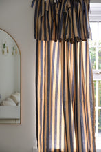 Load image into Gallery viewer, Pair of Ruffle Topped Blue Striped Curtains