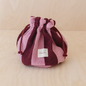 Terry Cotton Washbag in Pink Stripe