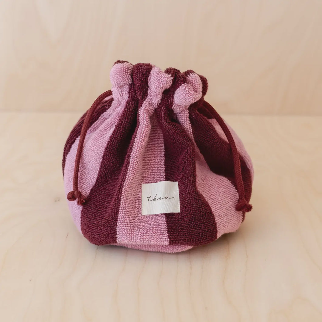Terry Cotton Washbag in Pink Stripe