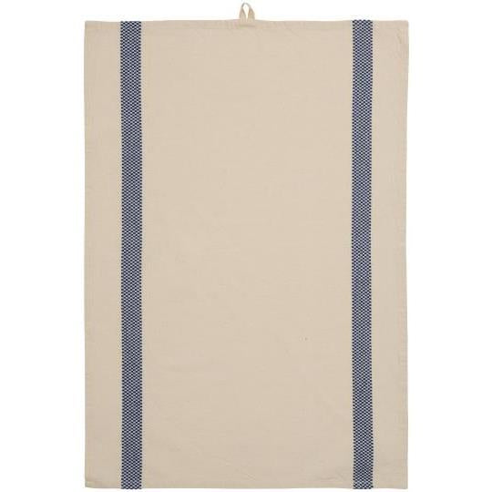 Natural Woven Tea Towel / Dark Blue
