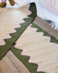 Olive Wave Jute Runner Rug  2 x 6 ft