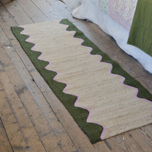 Load image into Gallery viewer, Olive Wave Jute Runner Rug  2 x 6 ft