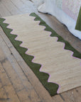 Olive Wave Jute Runner Rug  2 x 6 ft