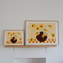 Load image into Gallery viewer, Sunflowers in Burgundy Vase by Frankie Penwill