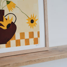 Load image into Gallery viewer, Sunflowers in Burgundy Vase by Frankie Penwill