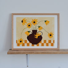 Load image into Gallery viewer, Sunflowers in Burgundy Vase by Frankie Penwill