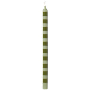 Olive Striped Thin Taper Candle