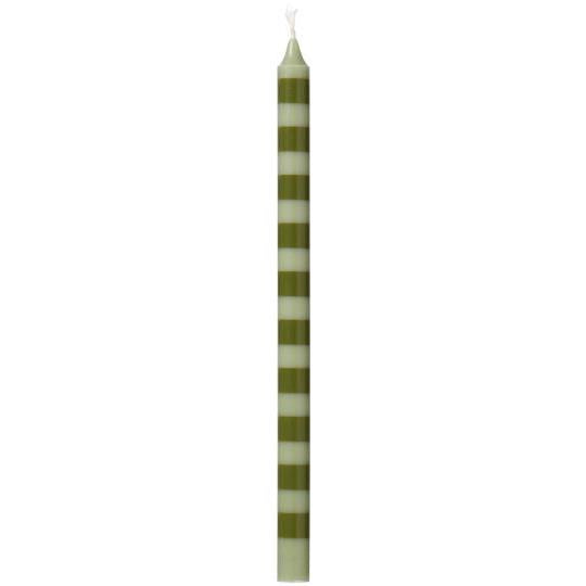 Olive Striped Thin Taper Candle