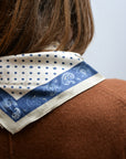 Silk Neck Scarf / Navy Polka Dot