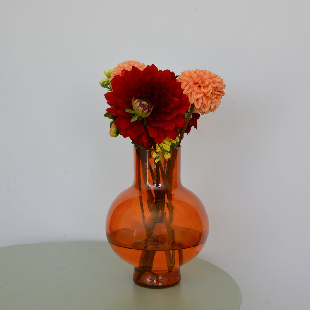 Colourful Round Glass Vase / Orange