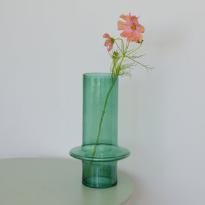 Colourful Tall Glass Vase / Sea Blue