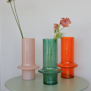 Colourful Tall Glass Vase / Peach