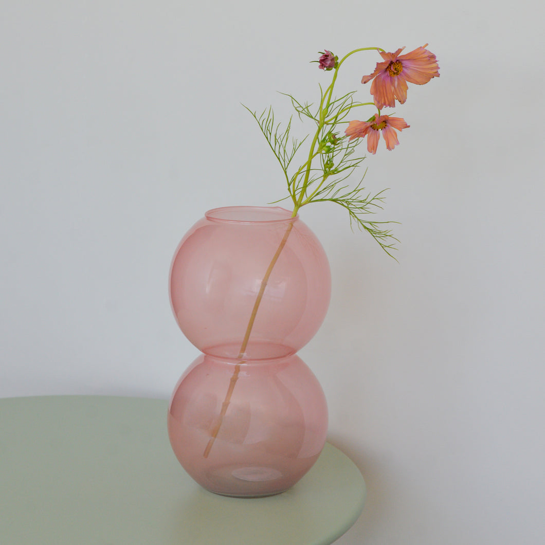 Round Colourful Glass Vase / Pink